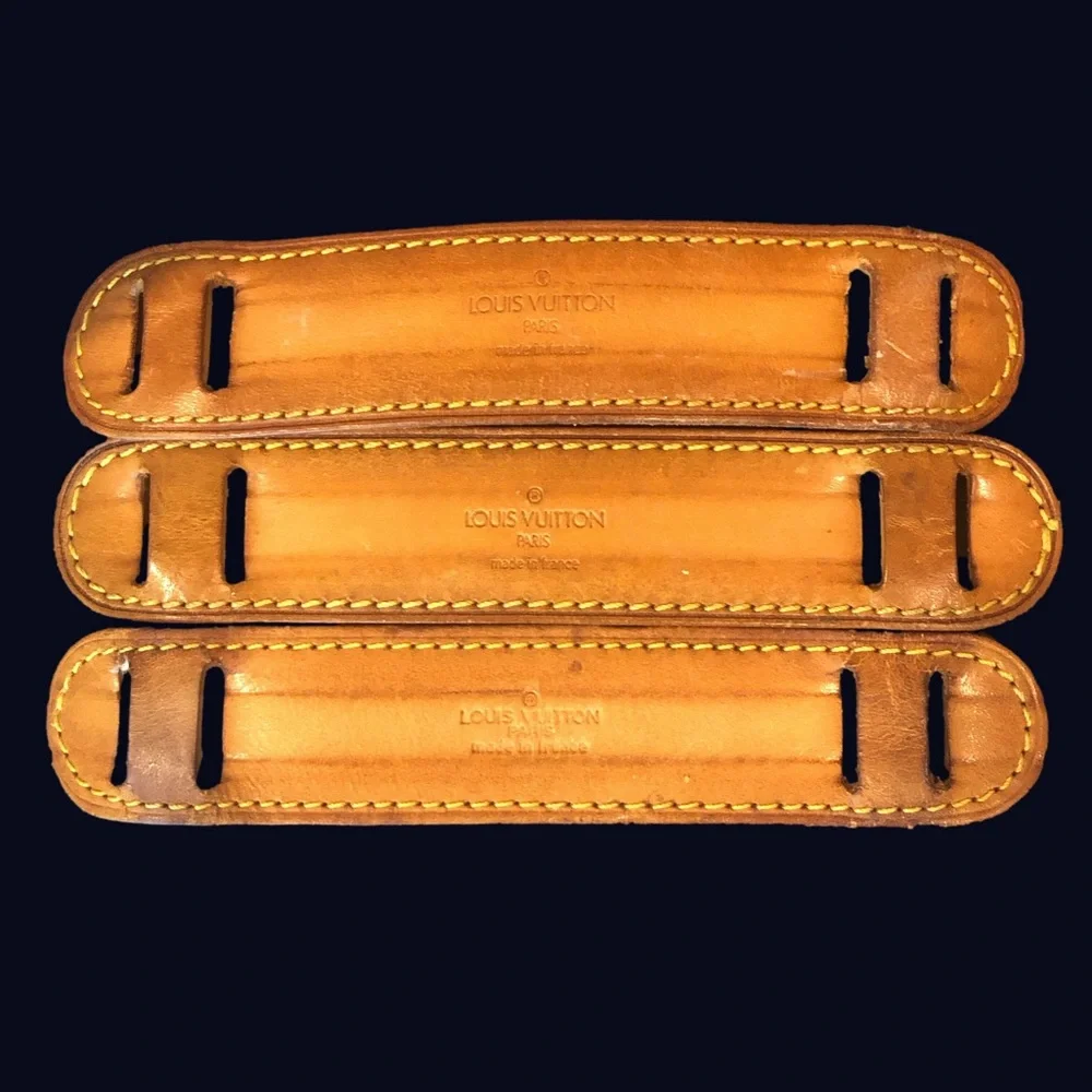 LOUIS VUITTON Tan Vachetta Leather Strap Pads with Yellow Stitching 1 per Order